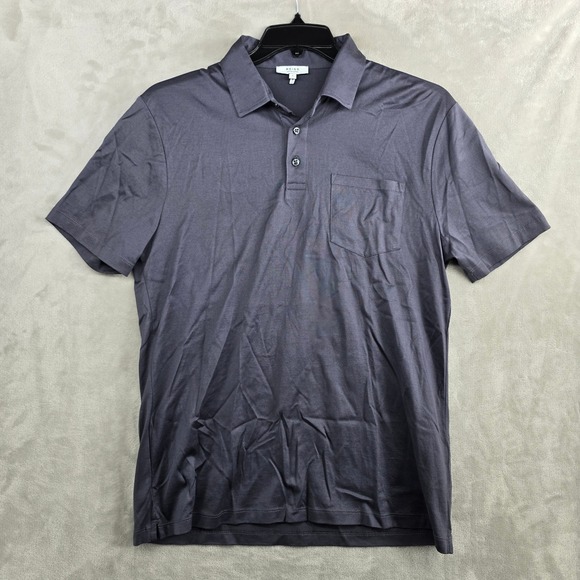 REISS Egyptian Cotton Men's Gray Short Sleeve Pocket Polo Shirt Size Large‎ - Picture 3 of 10